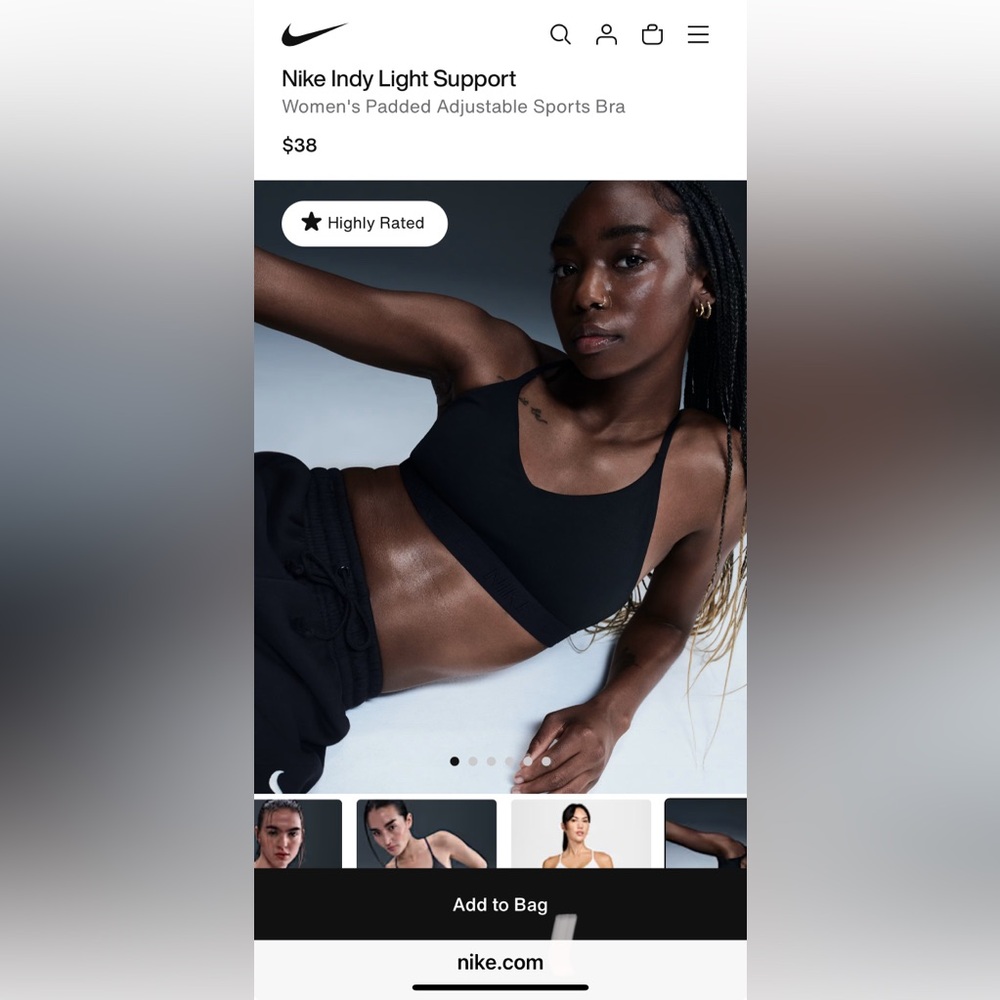 Nike Indy Light Support Women's Padded Adjustable Sports Bra- Black